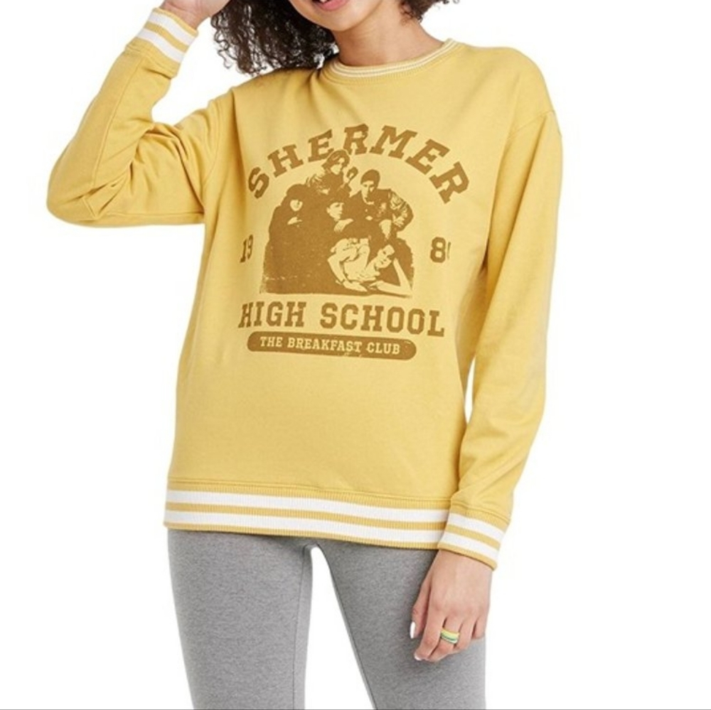 The Breakfast Club by Universal Studios Yellow Crew neck Pullover Sweater size L